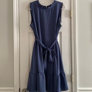Loft quiet navy shift dress with ruffle detailing